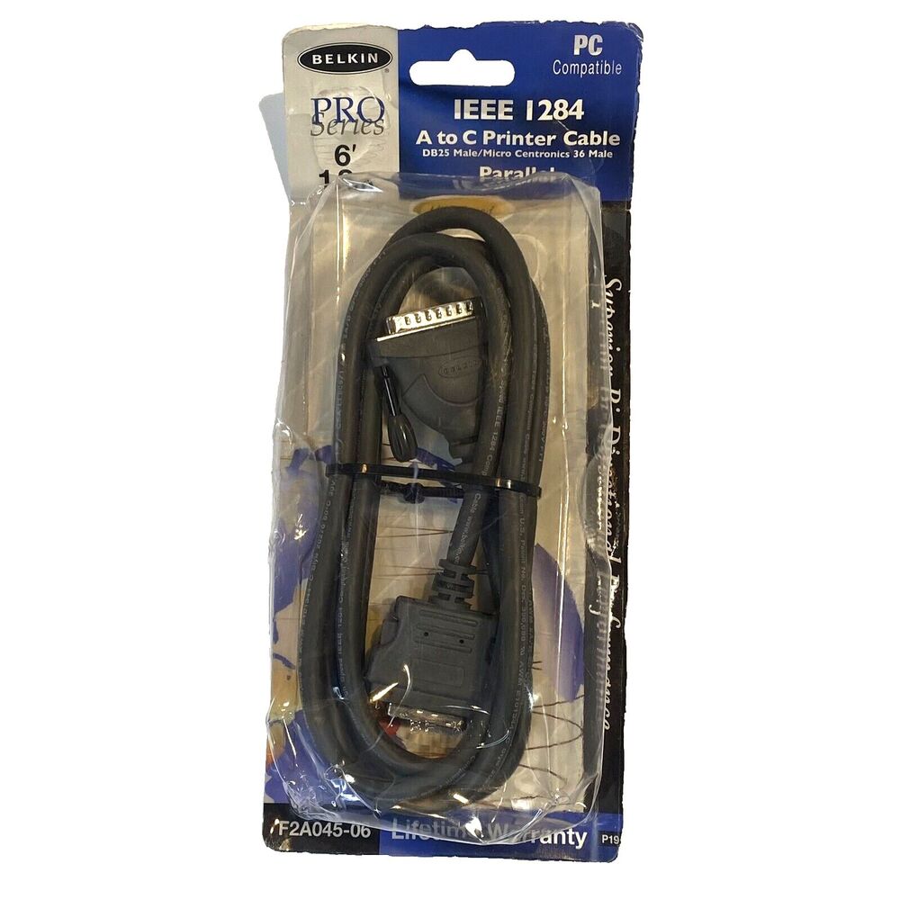 Belkin Printer Cable Pro Series F2A046-03 IEEE 1284 Parallel A-to-C 6‘ New